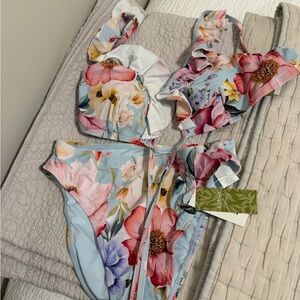 Cupshe Floral Bikini - Pink, Blue, White